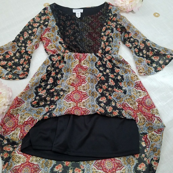 Full Tilt Paisley & Floral Print Bell Sleeve Dress - Picture 3 of 6